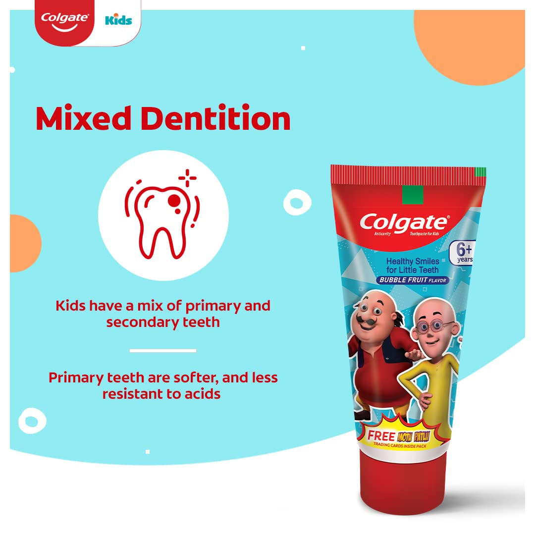 Colgate Kids Toothpaste 6+ Years - Bubble Fruit Flavor- Motu Patlu - 80 g