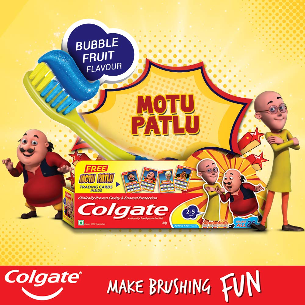Colgate Kids Toothpaste 6+ Years - Bubble Fruit Flavor- Motu Patlu - 80 g