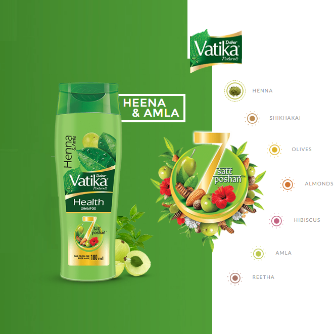 Dabur Vatika Health Shampoo - With Henna & Amla - 180 ml