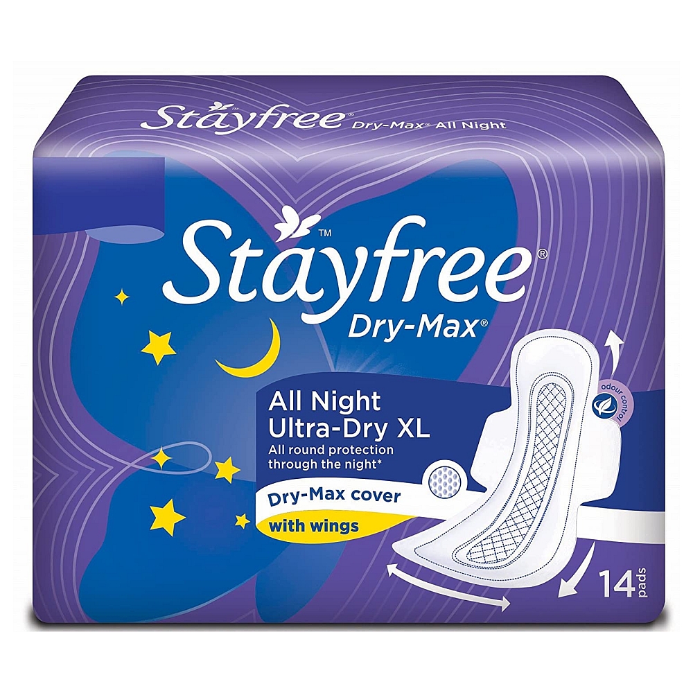 STAYFREE Dry Max All Nights Ultra Dry XL Sanitary Pads - 14 pcs