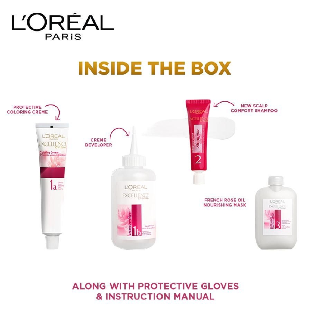 Loreal Paris Excellence Creme Hair Colour - (4 Natural Brown) - 72 ml + 100 g