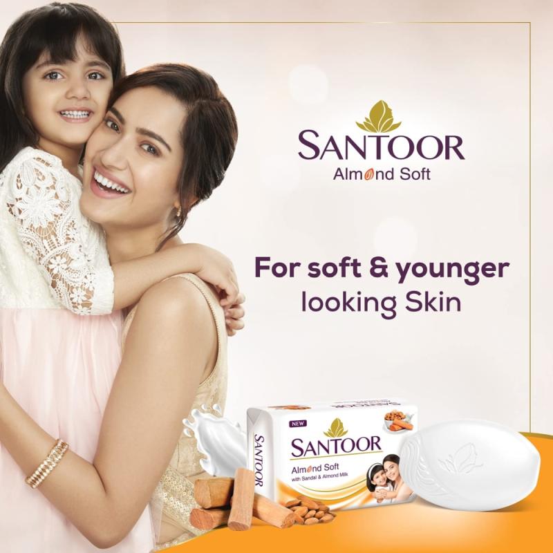 Santoor Sandal & Almond Milk Soap - 100 g